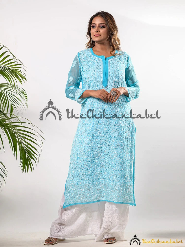 Buy this Light Blue Kurti with Pant And Dupatta Online from Leemboodi at an  affordable price in India. | Leemboodi.com – Surat supplier